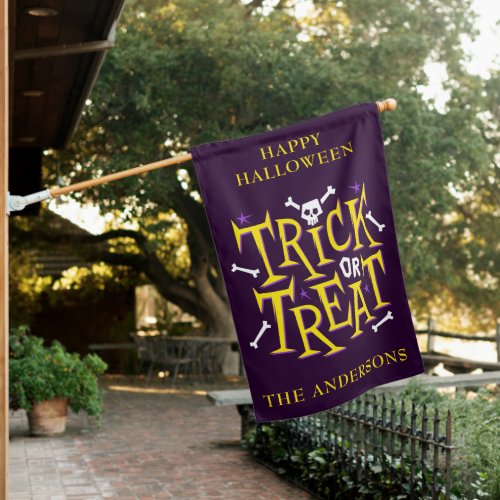 Happy Halloween Trick Or Treat Personalized Name House Flag