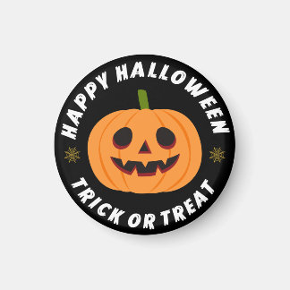 Happy Halloween Trick or Treat Pumpkin Black Magnet