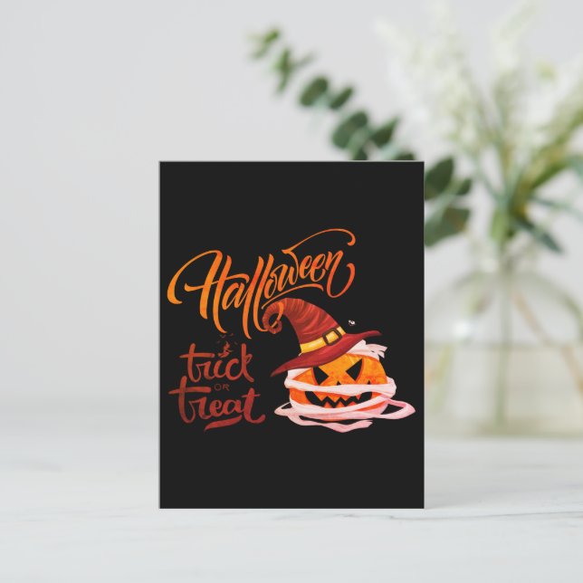 Happy Halloween Trick or Treat Pumpkin Postcard (Standing Front)