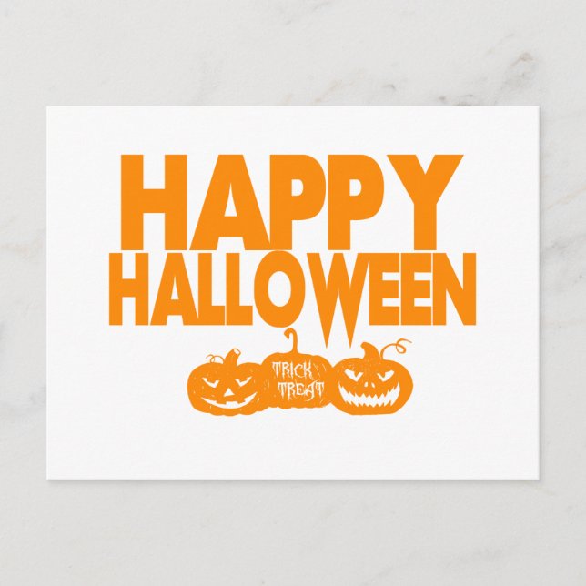 Happy Halloween Trick or Treat Pumpkins Holiday Postcard (Front)