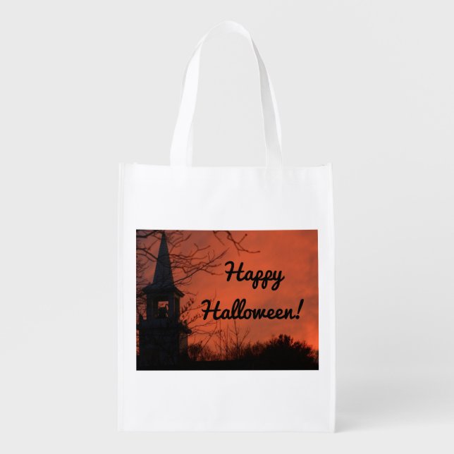 Happy Halloween Trick Or Treat Reusable Grocery Bag (Front)
