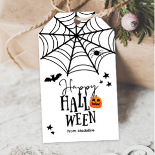 Happy Halloween Trick or Treat Spiderweb Spooky Gift Tags
