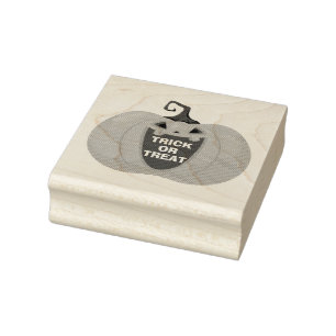 Happy Halloween Trick or Treat Spooky Pumpkin Face Rubber Stamp