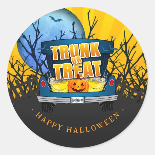 Happy Halloween Trunk or Treat  Classic Round Sticker