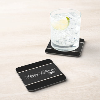 Happy Halloween Typography Beverage Coaster