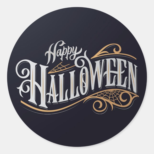 Happy Halloween Typography Classic Round Sticker (Front)