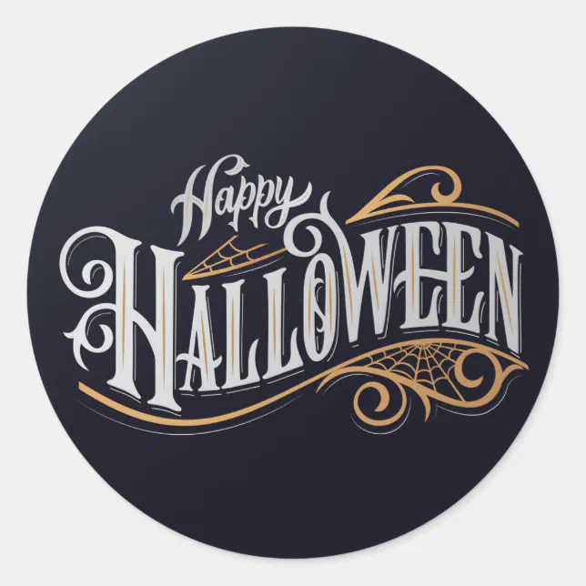 Happy Halloween Typography Classic Round Sticker | Zazzle