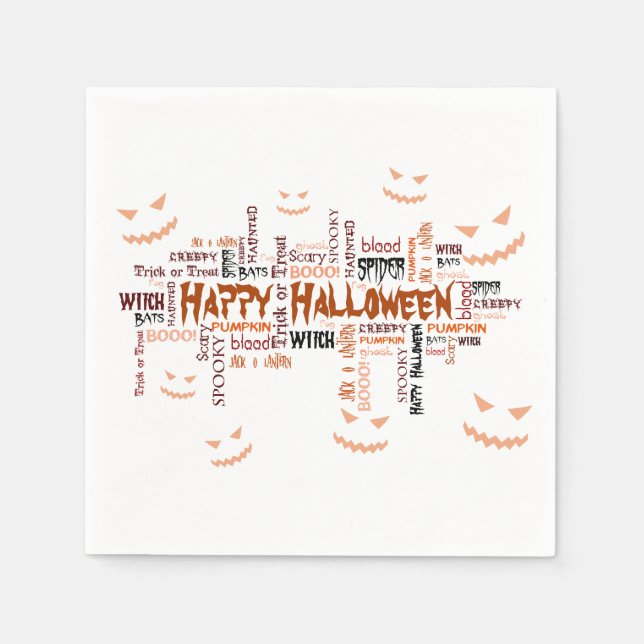 Happy Halloween Typography Napkins (Front)