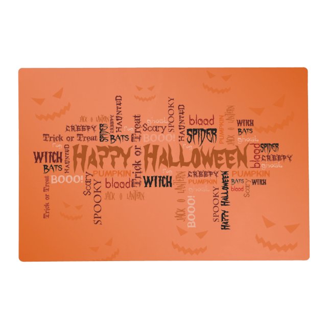Happy Halloween Typography Placemat (Front)