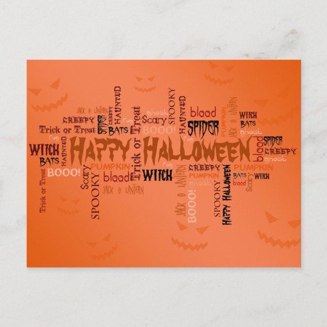 Happy Halloween Typography Postcard (Front)