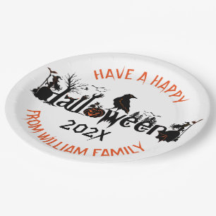Happy Halloween Typography & Symbols Design Paper Plates