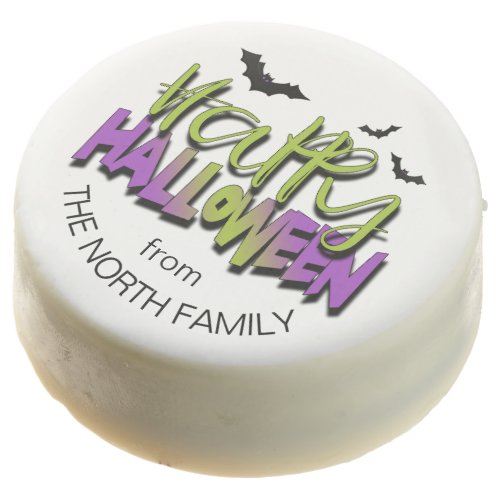 Happy Halloween Typography wBats Green ID685 Chocolate Covered Oreo