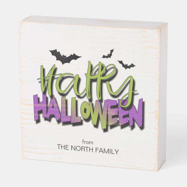 Happy Halloween Typography w/Bats Green ID685
