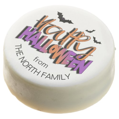 Happy Halloween Typography wBats Orange ID685 Chocolate Covered Oreo