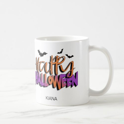 Happy Halloween Typography wBats Orange ID685 Coffee Mug