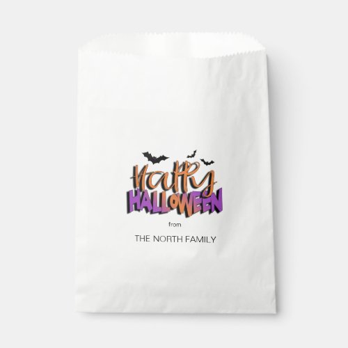 Happy Halloween Typography wBats Orange ID685 Favor Bag