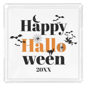Happy Halloween typography with vintage elements Acrylic Tray