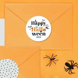 Happy Halloween typography with vintage elements Classic Round Sticker