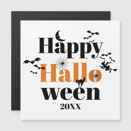 Happy Halloween Typography With Vintage Elements Magnetic Invitation