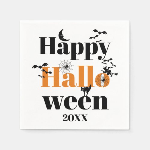 Happy Halloween typography with vintage elements Napkins