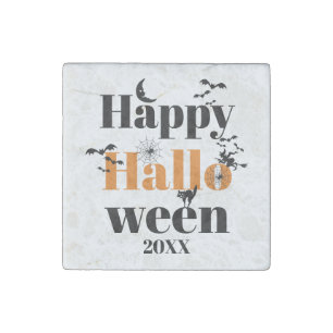 Happy Halloween typography with vintage elements Stone Magnet
