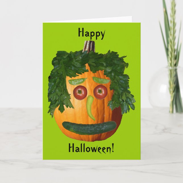 Happy Halloween - Uncut Pumpkin Face Card (Front)