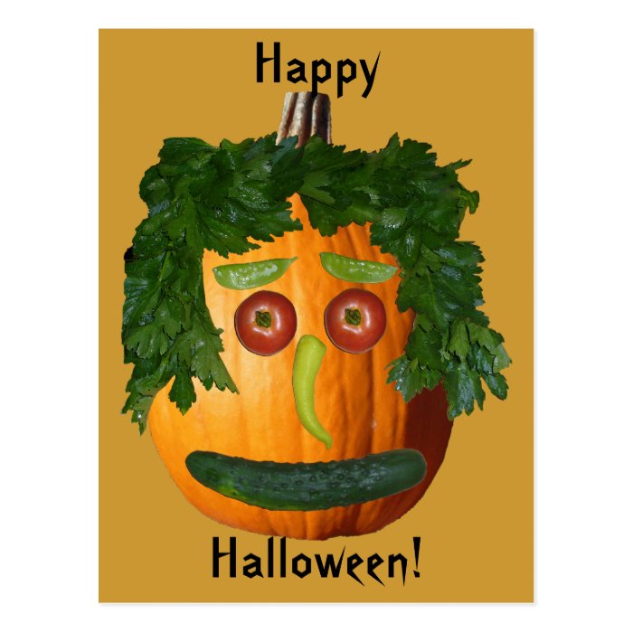 Happy Halloween   Uncut Pumpkin Face Postcard