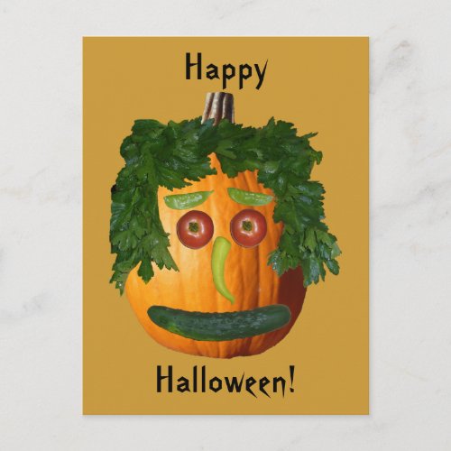 Happy Halloween _ Uncut Pumpkin Face Postcard