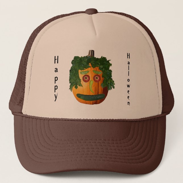 Happy Halloween - Uncut Pumpkin Face Trucker Hat (Front)