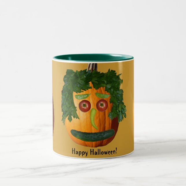 Happy Halloween - Uncut Pumpkin Face Two-Tone Coffee Mug (Center)
