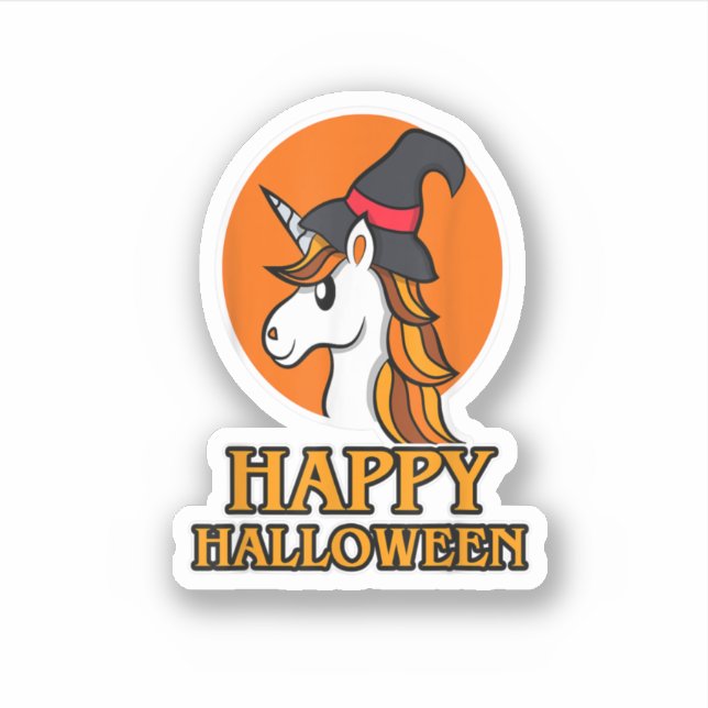 Happy Halloween Unicorn For Girls  Halloween Unico Sticker (Front)