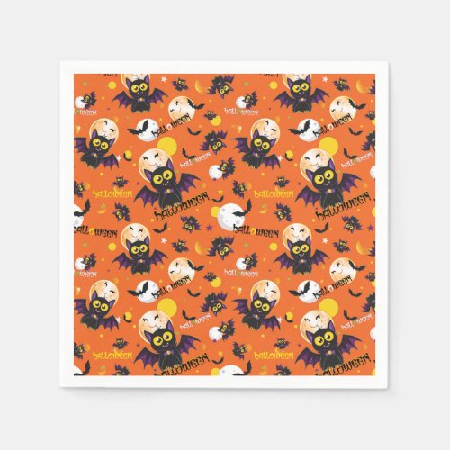 Happy Halloween Vampire Bat Full Moon Fangs Napkins