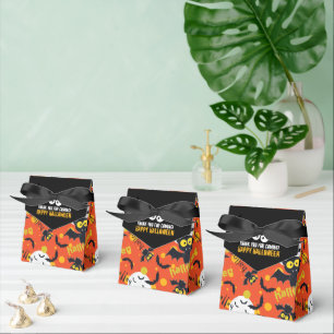 Happy Halloween Vampire Bat Full Moon Favor Boxes