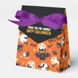 Happy Halloween Vampire Bat Full Moon Favor Boxes