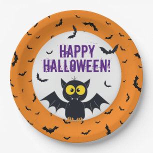 Happy Halloween Vampire Bat Paper Plate