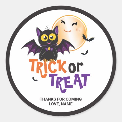 Happy Halloween Vampire Bat Trick or Treat Classic Round Sticker