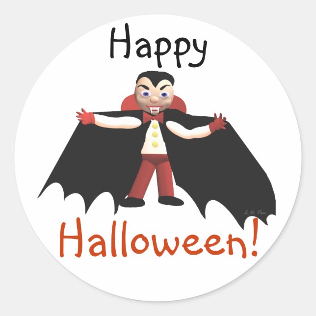 Happy Halloween Vampire Classic Round Sticker (Front)