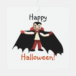 Happy Halloween Vampire Metal Ornament