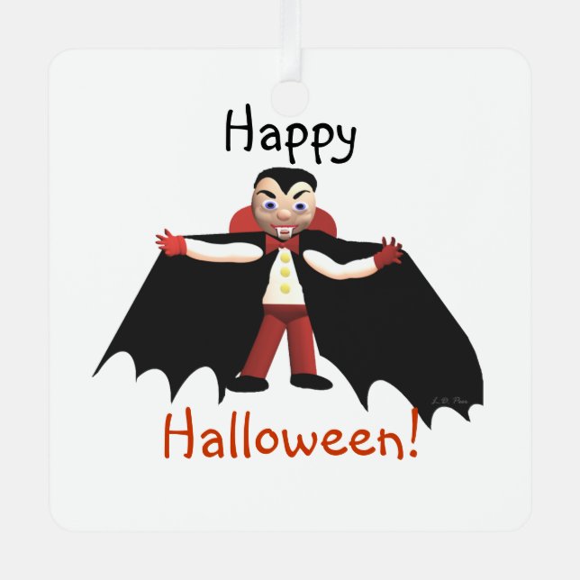 Happy Halloween Vampire Metal Ornament (Front)