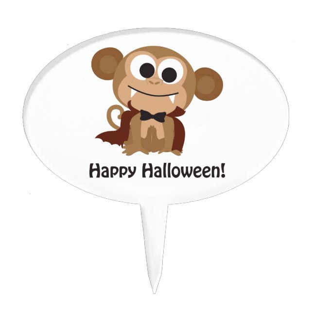 Happy Halloween! Vampire Monkey Cake Topper (Front)