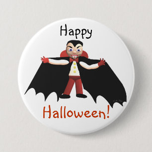 Happy Halloween Vampire Pinback Button