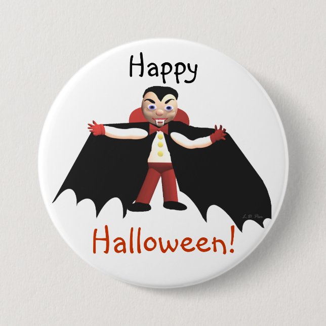 Happy Halloween Vampire Pinback Button (Front)