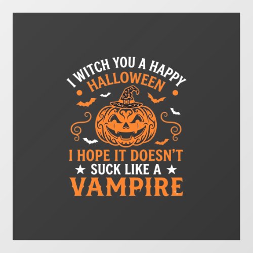 Happy Halloween Vampire Pumpkin Witch Hat Bats Floor Decals