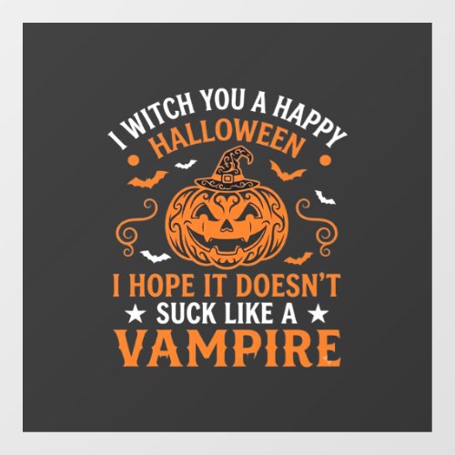 Happy Halloween Vampire Pumpkin Witch Hat Bats Window Cling