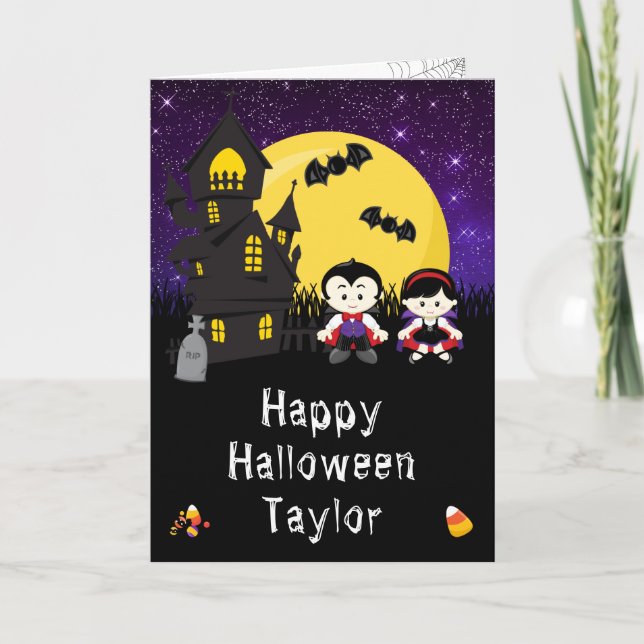 Happy Halloween Vampires Purple Card (Front)