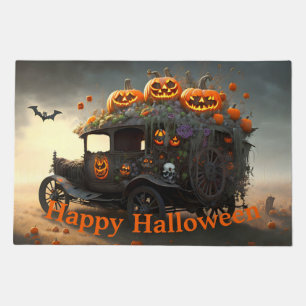 Happy Halloween Vintage Automobile and Pumpkins Doormat