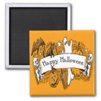 Happy Halloween Vintage Banner Magnet