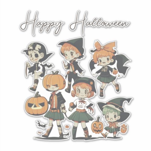 Happy Halloween Vintage Children Illustration  Sticker