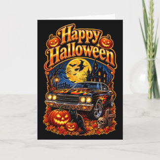 Happy Halloween Vintage Classic USA Muscle Car Card