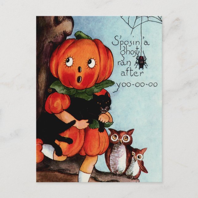 Happy Halloween Vintage Illustration Postcard (Front)